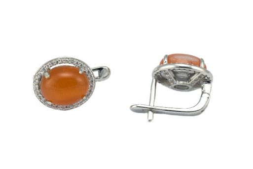 Серьги из серебра 925 пробы с кошачьим глазом.