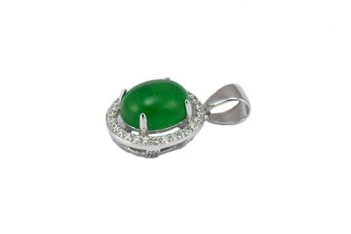 Кулон из серебра 925 пробы с кошачьим глазом.