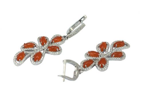 Серьги из серебра 925 пробы с кошачьим глазом.