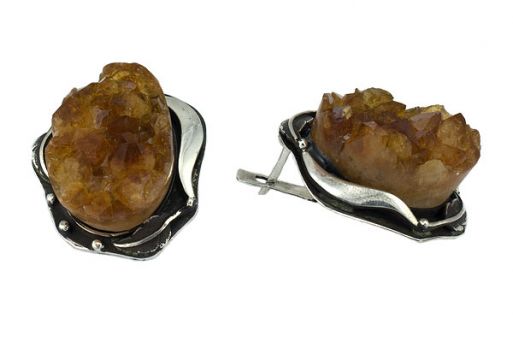 Серебряные серьги с цитрином 53717 купить в магазине Самоцветы мира