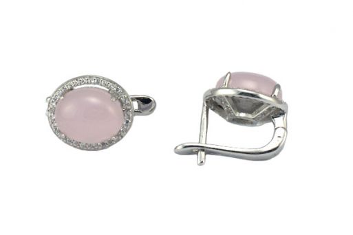 Серьги из серебра 925 пробы с розовым кварцем.