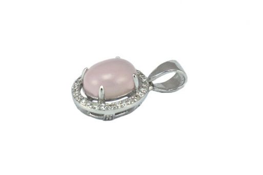 Кулон из серебра 925 пробы с розовым кварцем.