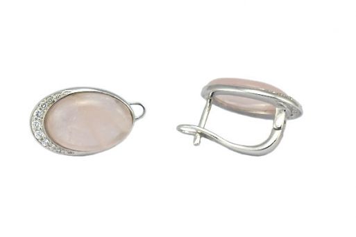 Серьги из серебра 925 пробы с розовым кварцем.