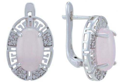 Серьги из серебра 925 пробы с розовым кварцем.