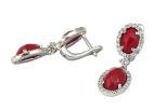 Серьги из серебра с кораллом красным и фианитами овал 8х11 мм и 6х9 мм 53774