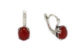 Серьги из серебра с сердоликом овал 8х10 мм паук 53894