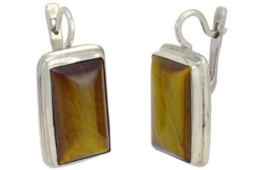 Серьги из серебра 925 пробы с тигровым глазом.