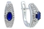 Серьги из серебра с сапфиром овал 4х6 мм 54062
