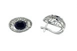 Серьги из серебра с сапфиром овал 7х9 мм 54071