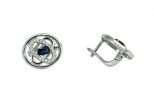 Серьги из серебра с сапфиром и фианитами овал 3х5 мм 54078