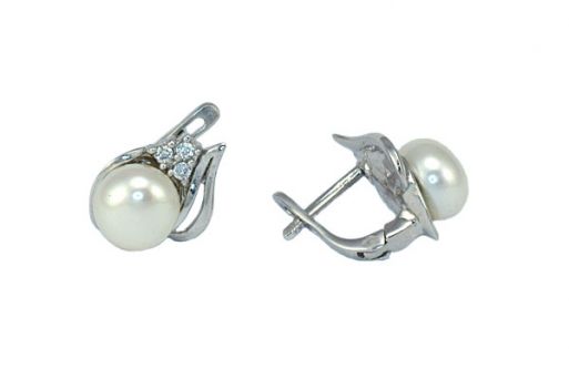 Серьги из серебра 925 пробы с жемчугом.