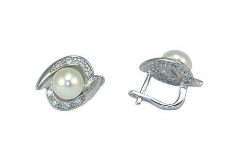 Серьги из серебра 925 пробы с жемчугом.