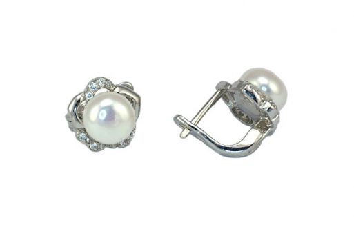 Серьги из серебра 925 пробы с жемчугом.