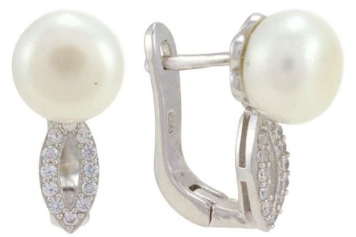 Серьги из серебра 925 пробы с жемчугом.