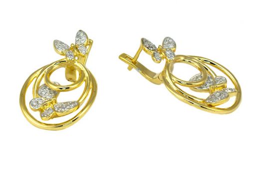 Серьги из серебра 925 пробы с фианитами.