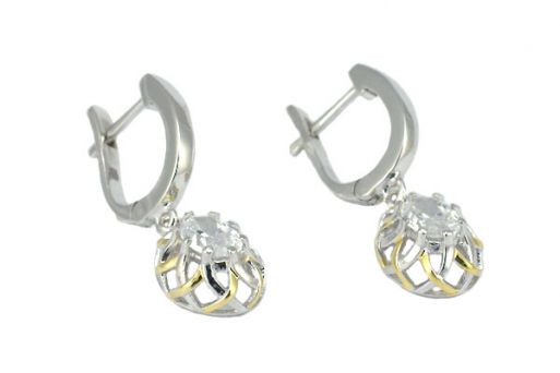 Серьги из серебра 925 пробы с цирконом.