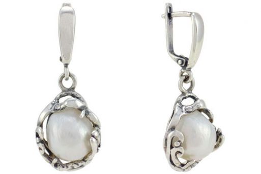 Серьги из серебра 925 пробы с жемчугом.