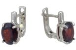 Серьги из серебра с гранатом овал 8х10 мм 54168