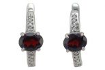 Серьги из серебра с гранатом и фианитами овал 6х8 мм 54176