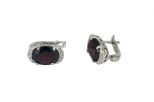 Серьги из серебра с гранатом и фианитами овал 8х10 мм 54180