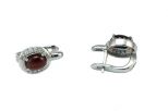 Серьги из серебра с гранатом и фианитами овал 6х8 мм 54186