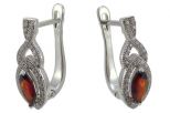 Серьги из серебра с гранатом и фианитами маркиза 5х10 мм 54195