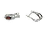 Серьги из серебра с гранатом и фианитами маркиза 5х10 мм 54195