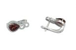 Серьги из серебра с гранатом и фианитами капля 6х9 мм 54196
