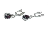 Серьги из серебра с гранатом и фианитами капля 7х9 мм 54198