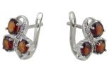 Серьги из серебра с гранатом и фианитами 3 овала 4х5 мм 54202