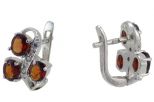 Серьги из серебра с гранатом и фианитами 3 овала 4х5 мм 54202