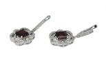 Серьги из серебра с гранатом и фианитами квадрат 7х7 мм 54203