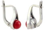 Серьги из серебра с кораллом красным шар 8 мм капля малая 54233