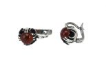 Серьги из серебра с сердоликом круг 8 мм 54237