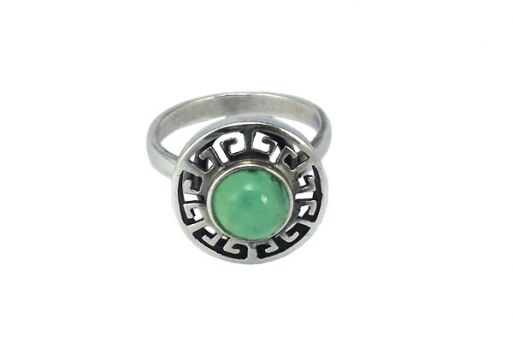 Кольцо из серебра 925 пробы с хризопразом.