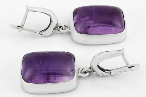 Серебряные серьги с аметистом 54305 купить в магазине Самоцветы мира