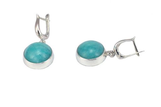 Серьги из серебра 925 пробы с амазонитом.
