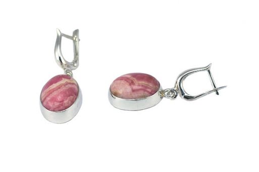 Серьги из серебра 925 пробы с родохрозитом.