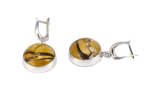 Серьги из серебра 925 пробы с яшмой.