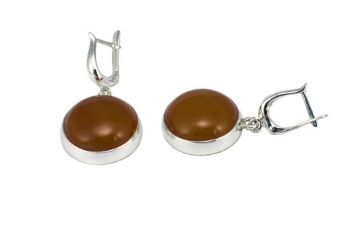 Серьги из серебра 925 пробы с сердоликом.