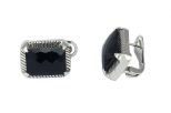 Серьги из серебра с шпинелью чёрной прямоугольник 13х18 мм 54441