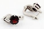 Серьги из серебра с гранатом круг 8 мм 54446