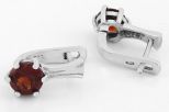 Серьги из серебра с гранатом круг 7 мм 54453