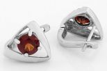 Серьги из серебра с гранатом круг 8 мм 54463