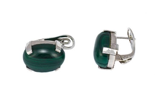 Серьги из серебра 925 пробы с малахитом.