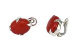 Серьги из серебра с кораллом красным овал 15х20 мм 54494