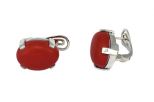 Серьги из серебра с кораллом красным овал 16х21 мм 54495