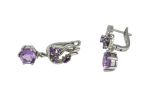 Серьги из серебра с аметистом круг 8 мм круг 2 мм 3 маркизы 2х4 мм 54519