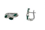 Серьги из серебра с агатом зелёным 3 маркизы 3х6 мм 54560