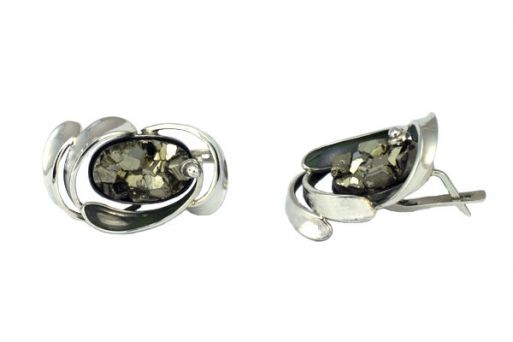 Серьги из серебра 925 пробы с пиритом.